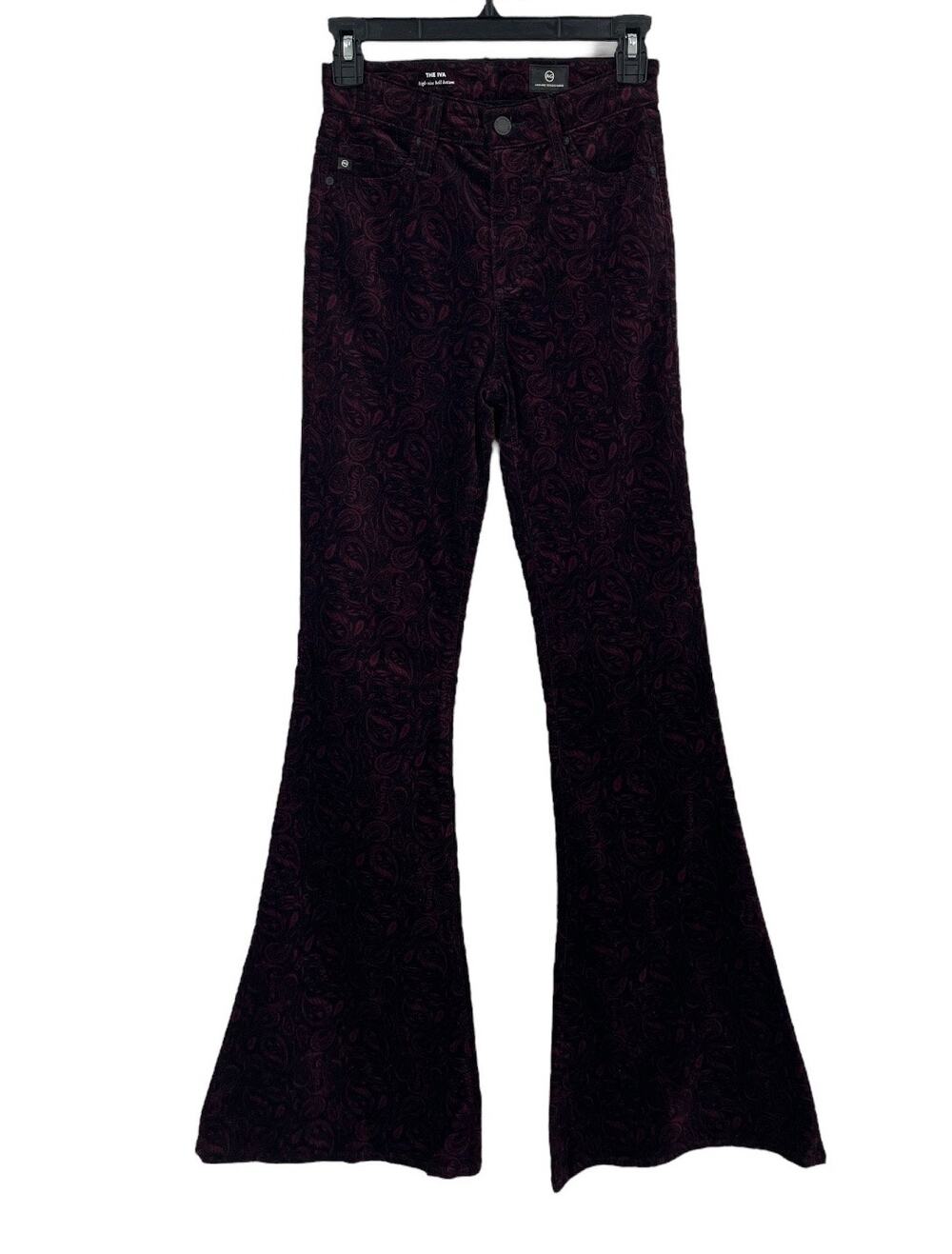 AG Jeans The Iva high rise bell bottom velour paisley size 25